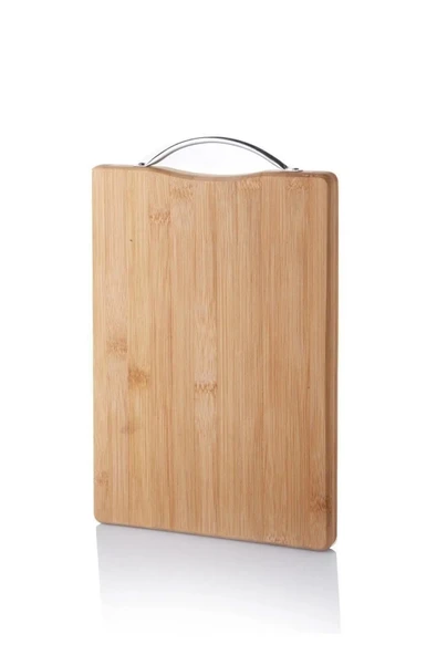 Metal Tutacaklı Lüx Bambu Kesme Tahtası 30cm X20cmx1.8cm ürün görseli 1