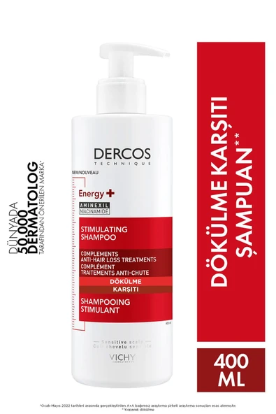 VİCHY Saç Dökülmesi Karşıtı Güçlendirici ve Parlaklık Veren Şampuan 400 ml... Dercos Energy ürün görseli 1