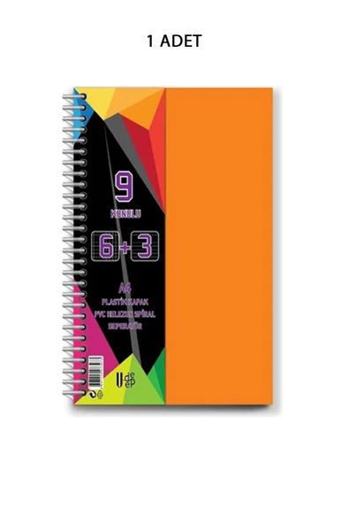 Spiralli PP Kapak 6+3 225 Yaprak 9 Ayraçlı Defter ürün görseli 1