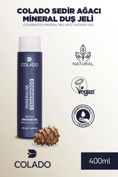 COLADO Sedir Ağacı Mineral Duş Jeli – Arındırıcı Bakım | Cedarwood Mineral Balance Shower Gel (400 ml) ürün görseli 1