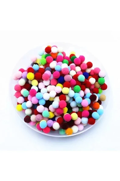 12mm Renkli Karışık Yumuşak Ponpon Peluş 200 Adet ürün görseli 1
