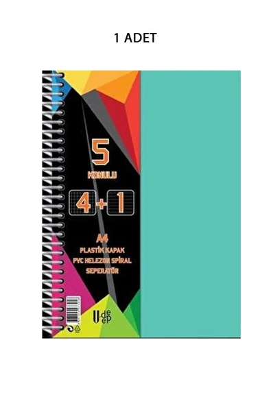 Spiralli PP Kapak 4+1 125  Yaprak Ayraçlı Defter ürün görseli 1