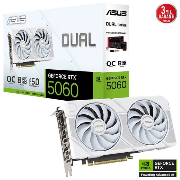 Asus GeForce RTX5060 8GB Dual OC GD7 128B Beyaz ürün görseli 1