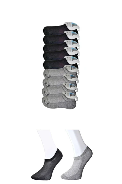 Siyah ve Gri Erkek Görünmez Çorap 9 çift ürün görseli 1