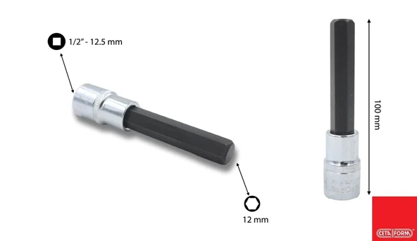 Ceta Form 1/2"" Allen Uçlu Lokma (Uzun Tip) - 12x 00 mm ürün görseli 1