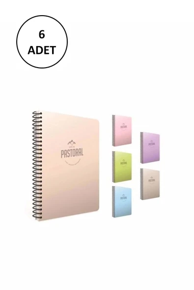 A4 Spiralli Defter Pastoral Plastik Kapak Kareli 120 Yaprak 3-3248000-2011 Asorti 6 Adet ürün görseli 1