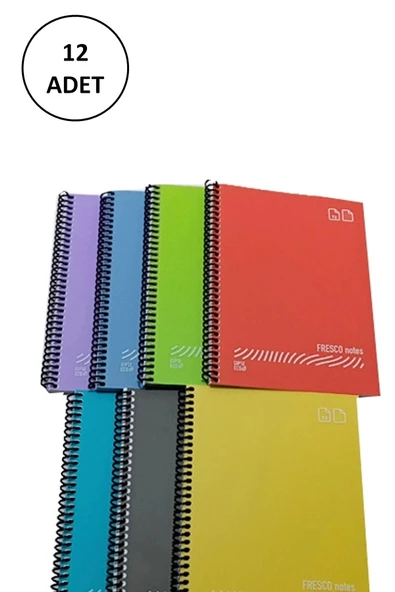 FRESCO Spiralli Plastik Defter A4 96 Yaprak Çizgili GP.3-4935000-2011 12 Adet ürün görseli 1