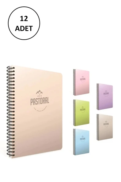 Gıpta Pastoral Spiralli Pp Kapak Defter 17x24cm 72 Yaprak Kareli (12 Adet) ürün görseli 1