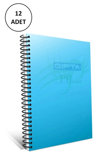 Gıpta A4 Spiralli Defter Eko Plastik Kapak Çizgili 100 Yaprak 12 Adet ürün görseli 1