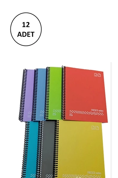 FRESCO Spiralli Plastik Defter A4 72 Yaprak Kareli GP.3-4933000-2011 12 Adet ürün görseli 1