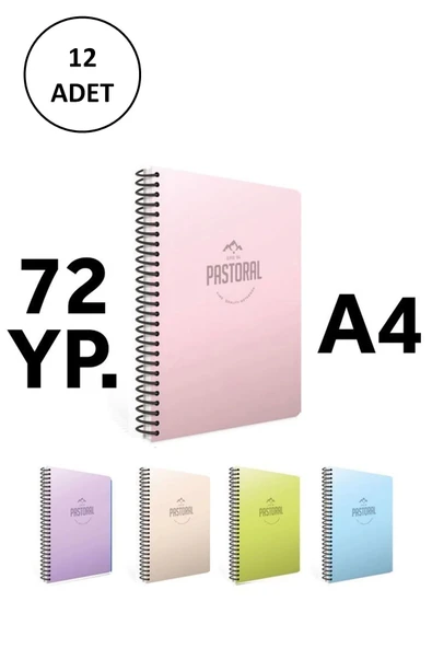 Gıpta Pastoral 17x24 72 yp Çizgili Spiralli Pp Kapak Defter 12 Adet ürün görseli 1