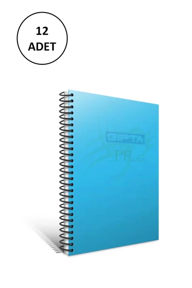 Gıpta Eko Pp A4 Spiralli Pp Kapak Defter 60 Yaprak Kareli (12 Li Paket) 4176 ürün görseli 1