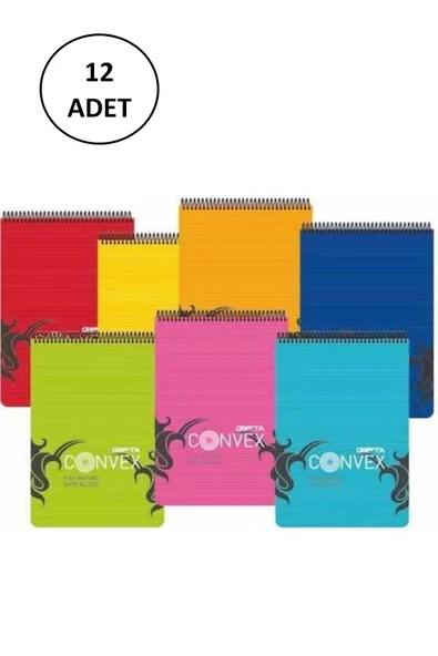 Gıpta Convex Bloknot A-4 Spiralli Pp Kapak 100 Yaprak Çizgili 12 Adet ürün görseli 1