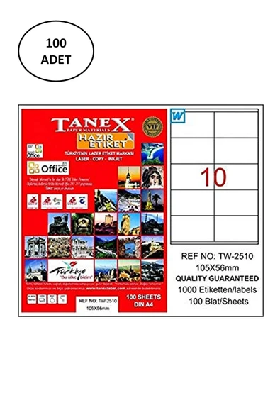 Tanex Tw-2510 Lazer Etiket 105X56 Mm 100 Lü ürün görseli 1