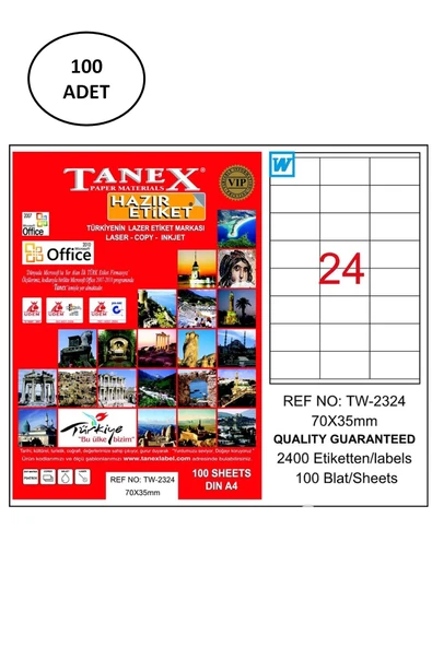 Tanex Tw-2324 Lazer Etiket 70X35 Mm 100 Lü ürün görseli 1