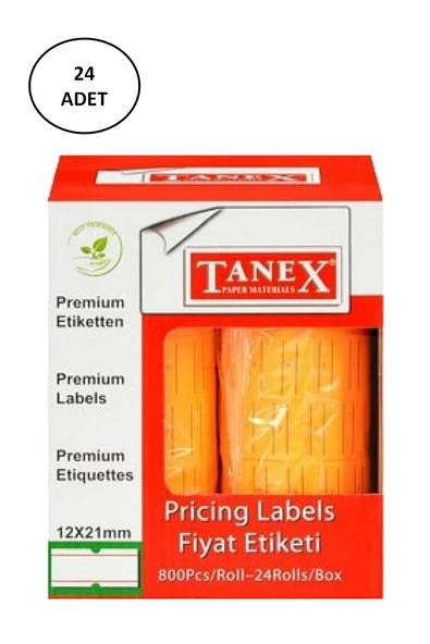 Tanex 12X21 Mm Turuncu Fiyat Etiketi 800 Ad 24 lü ürün görseli 1