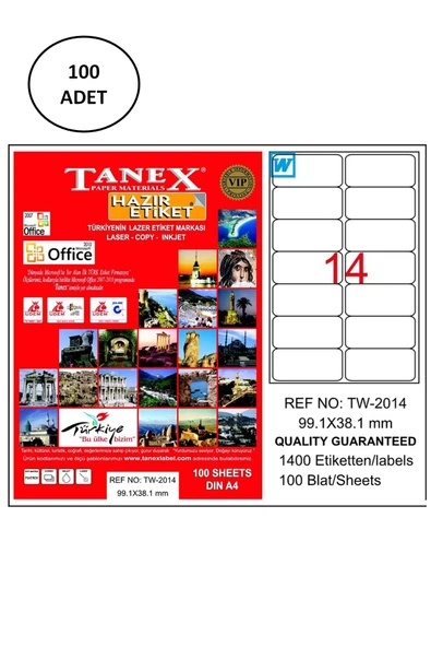 Tanex Tw-2014 Lazer Etiket 99X38 Mm 100 Adet ürün görseli 1
