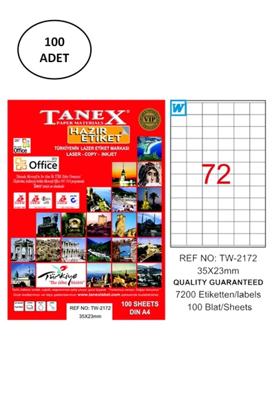 Tanex Tw-2172 Lazer Etiket 35X23 Mm 100 Lü ürün görseli 1