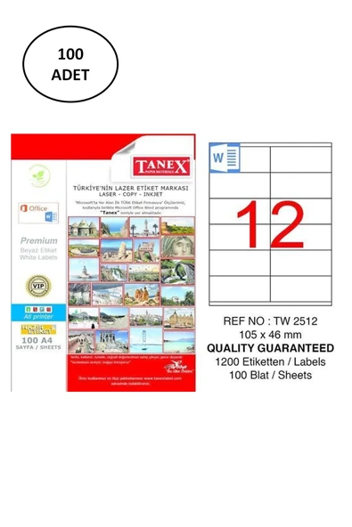 Tanex Tw-2512 Lazer Etiket 105x46 Mm 100 Adet ürün görseli 1