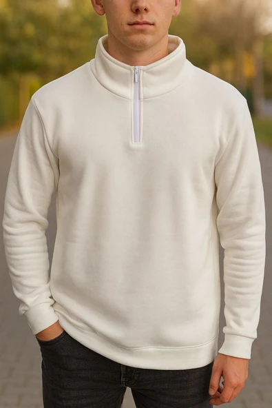 Yarım Fermuarlı Erkek Polar Sweatshirt - Sıcak Tutan , Rahat Kalıp ürün görseli 1