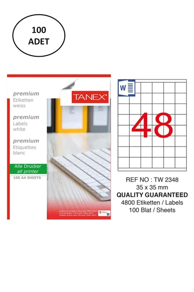 Tanex TW-2348 35x35mm 100 Adet Lazer Etiketi ürün görseli 1