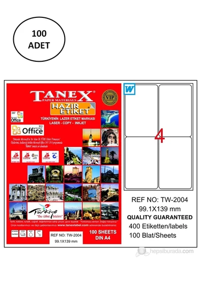 Tanex Tw-2004 Lazer Etiket 99X139 Mm 100 Adet ürün görseli 1