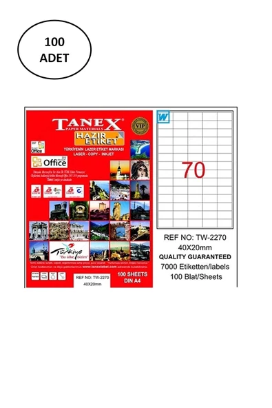 Tanex Tw-2270 40x20 Mm Laser Etiket 100 Lü ürün görseli 1