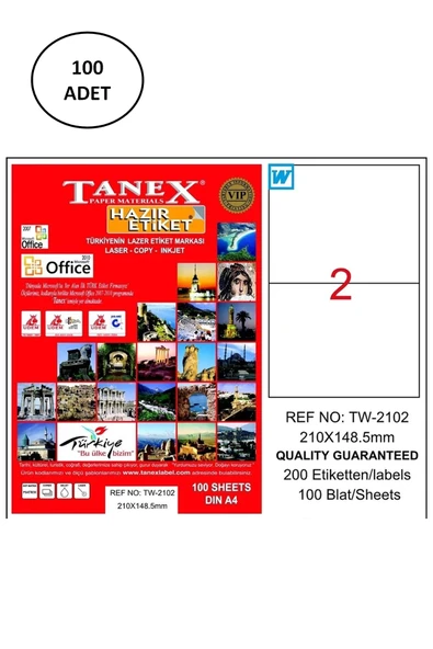 Tanex Tw-2102 Lazer Etiket 210X148 Mm 100 Lü ürün görseli 1