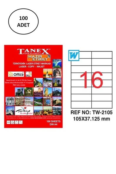 Tanex Tw-2105 Lazer Etiket 105X37 Mm 100 Lü ürün görseli 1