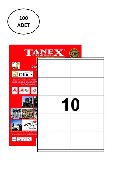 Tanex TW-2610 105x57 mm 100 Adet Laser Etiket ürün görseli 1