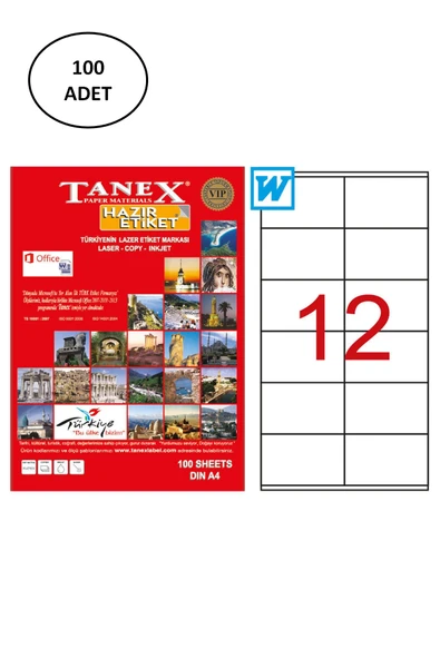 Tanex Tw-2612 Lazer Etiket 105X48 Mm 100 Lü ürün görseli 1