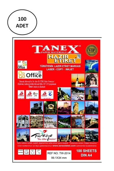 Tanex Tw-2016 99,1x34 Mm Lazer Etiket 100 Adet ürün görseli 1