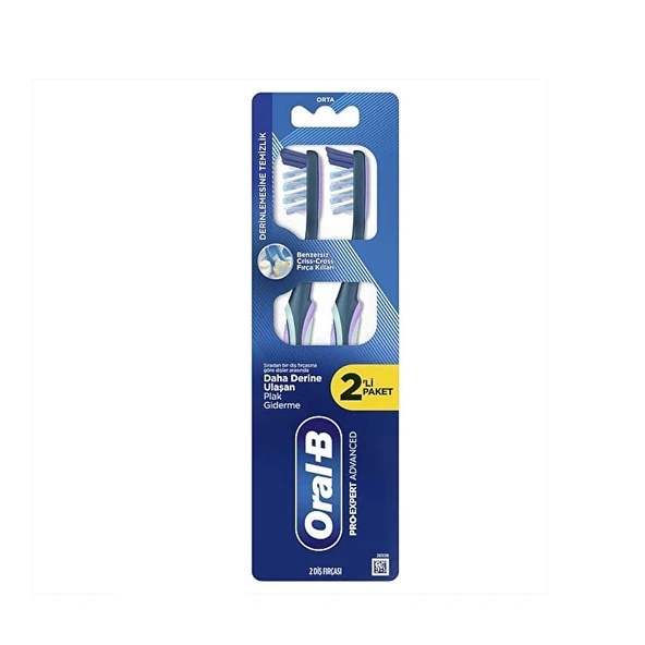 Oral-B Pro Expert Advanced Derinlemesine Temizlik 2li Paket Orta Sertlik Diş Fırçası ürün görseli 1