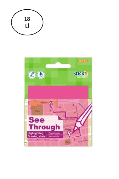 Gıpta Şeffaf Postit 76X76 Yarı Saydam Neon Pembe 50 Yaprak ürün görseli 1