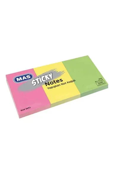 Mas 3651 Yapışkanlı Not Kağıdı 35 x 51 mm 3 x 100 Yaprak ürün görseli 1