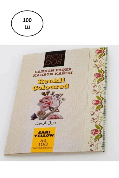 Picador Sarı Karbon Kağıdı A4 100 Adet ürün görseli 1