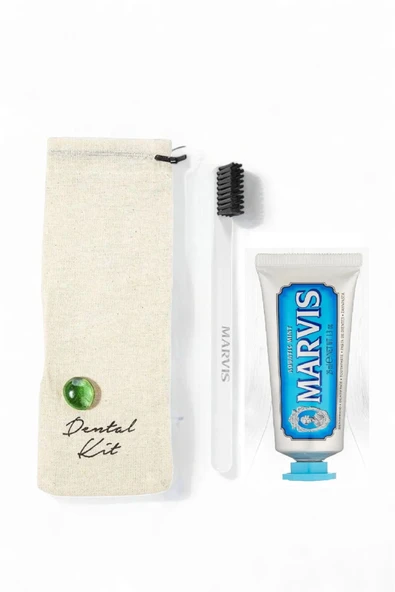 Marvis Aquatic Mint Diş Macunu 25 ml + Yumuşak Beyaz Diş Fırçalı Dental Kit ürün görseli 1