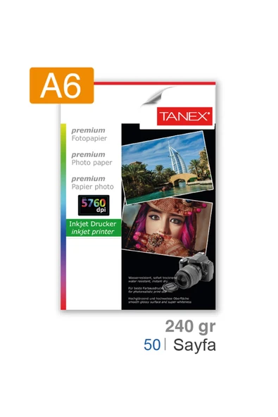 Tanex Fotoğraf Kağıdı A6 240 gr 100 mm x 150 mm 50 Sayfa ürün görseli 1