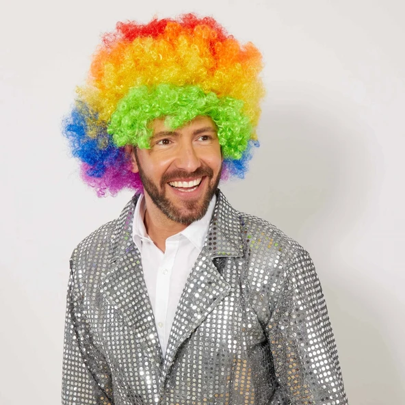 Rengarenk Kıvırcık Afro Bonus Peruk ürün görseli 1