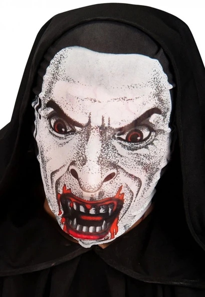 Kafaya Tam Geçmeli Bez Vampir Maskesi - Streç Korku Maskesi - 3d Baskılı Maske Model 2 ürün görseli 1