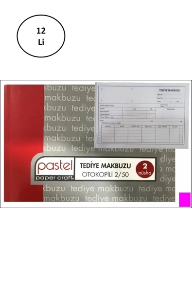 Pastel Tediye Makbuzu 14x20 Cm Boyutunda A5 Otokopili 2 Nüsha 50 Asıl 50 Suret 2/50 12'li ürün görseli 1