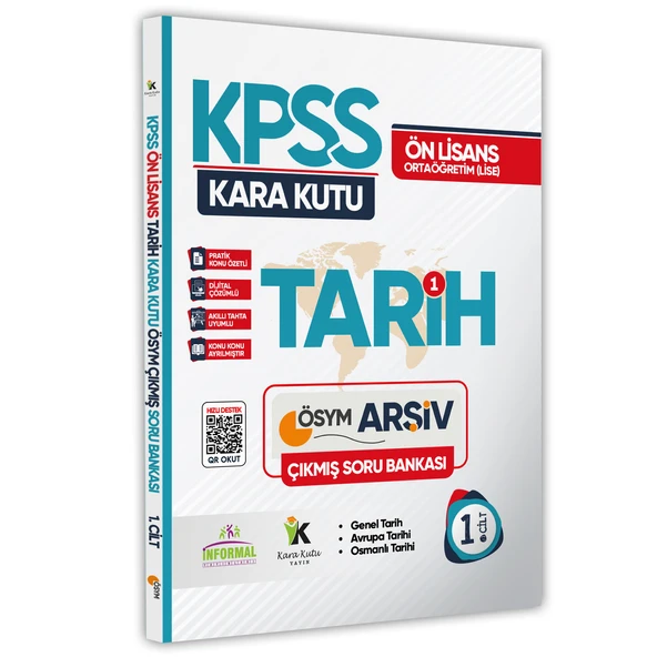 KPSS Önlisans-Ortaöğretim Tarih Kara Kutu 1. Cilt Çıkmış Soru Bankası Konu Özetli Dijital Çözümlü ürün görseli 1