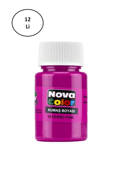 Nova Color Nc-168 Kumaş Boyası Şişe Pembe 12'li ürün görseli 1