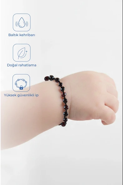 Babyjem Orjinal Sertifikalı Kehribar Bebek Bilekliği Vişne ürün görseli 1