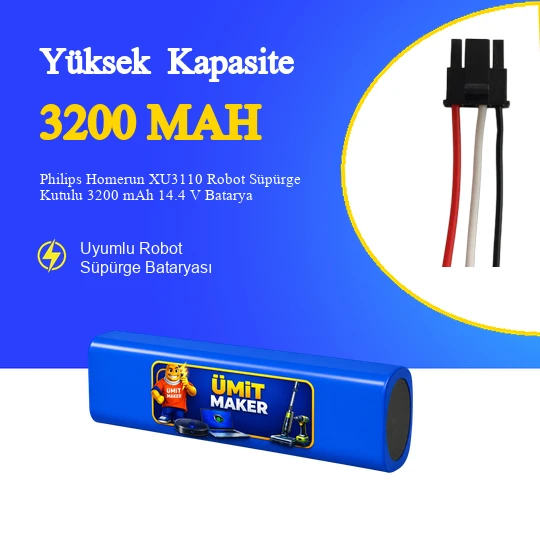 Philips Homerun XU3110  Robot Süpürge 3200 mAh 14.4 V Kutulu Batarya – Orjinal Uyumlu Uzun Ömürlü, Yüksek Performans Pil ürün görseli 1