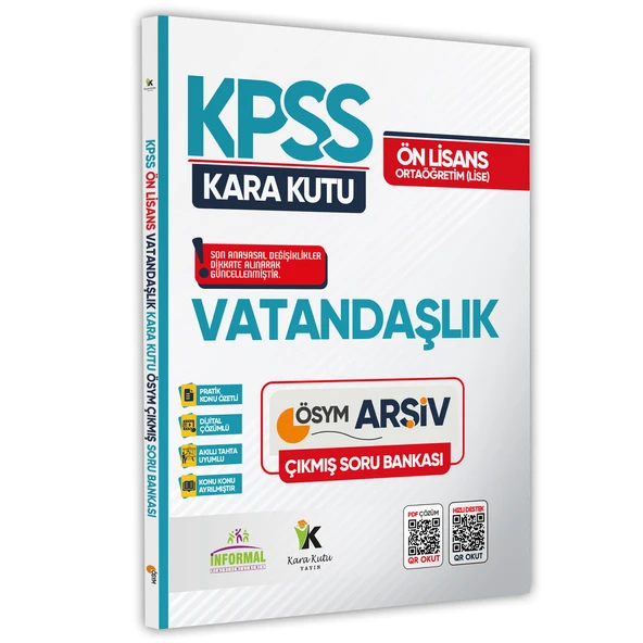 KPSS Önlisans-Ortaöğretim Vatandaşlık Kara Kutu Çıkmış Soru Bankası Konu Özetli Dijital Çözümlü ürün görseli 1