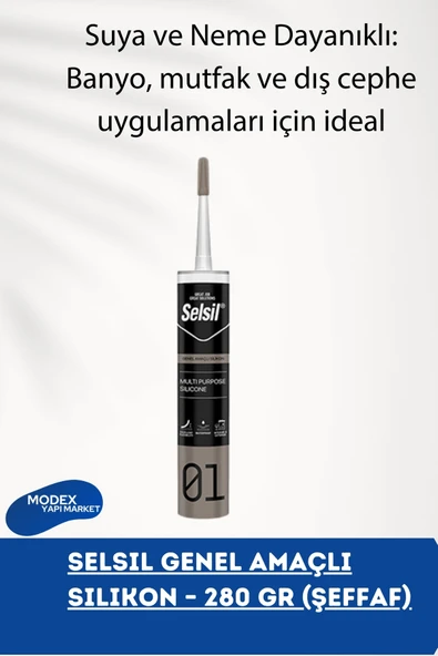 Selsil Genel Amaçlı Silikon Su Geçirmez Cam Doğrama Metal Fayans Için Şeffaf 280gr ürün görseli 1