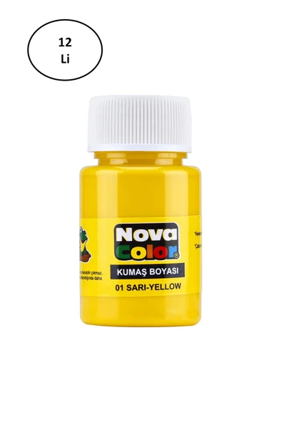 Nova Color Kumaş Boyası Şişe 30 Ml Sarı 12 Li ürün görseli 1