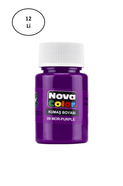 Nova Color Kumaş Boyası Şişe 30 Ml Mor 12 Li ürün görseli 1