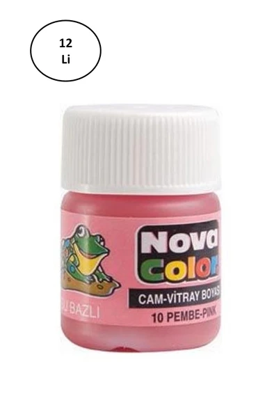 Nova Color Su bazlı Cam Boya Şişe Pembe Renk 12'li ürün görseli 1